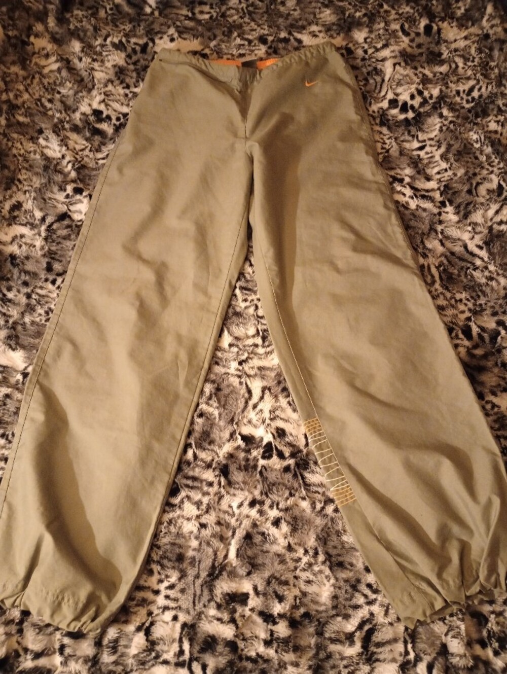 VTG Olive Green Joggers with Orange Stitching
